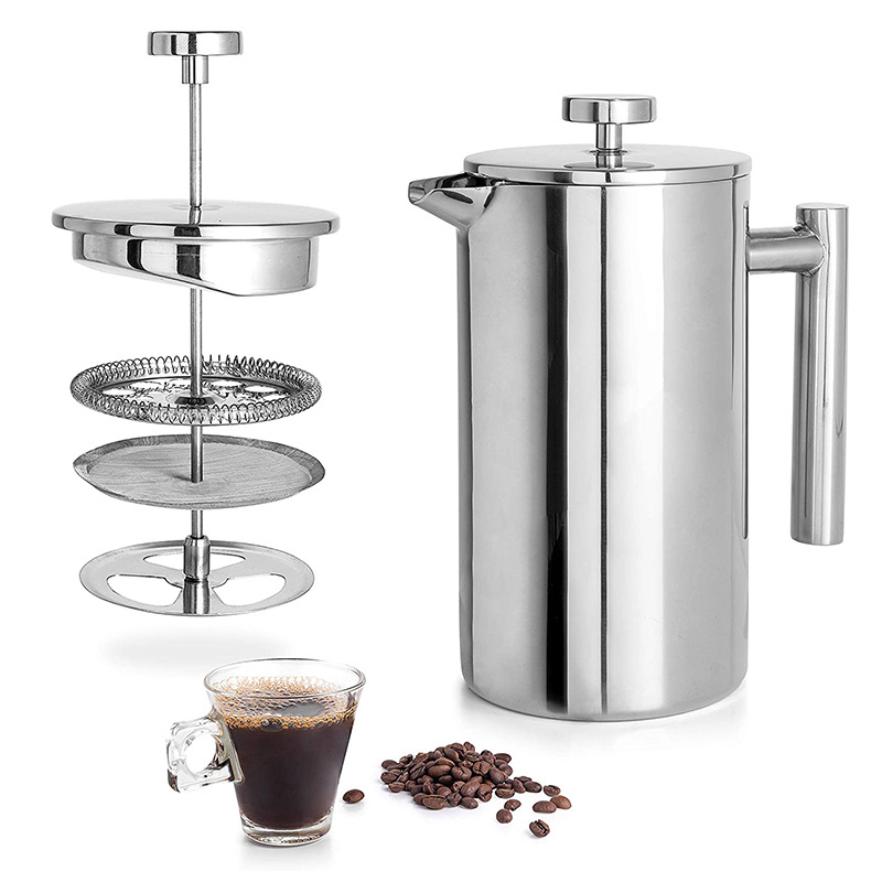 304 stainless steel French press Hand coffee maker Double French press Tea maker Tea maker Brewing pot details Picture