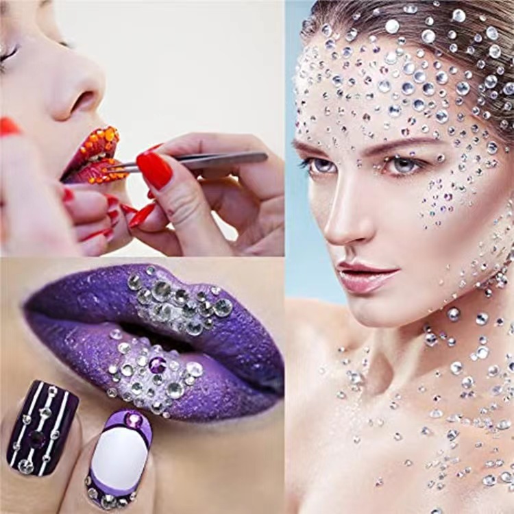 AB color water drop diamond stickers, eye makeup accessories, facial pearl makeup, children's stage face stickers, diamonds Specification image