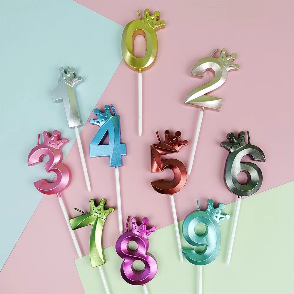 Genuine New Cross-Border Crown Digital Candle Amazon Age Birthday Candle Crown Colorful Party Decorations Specification drawing