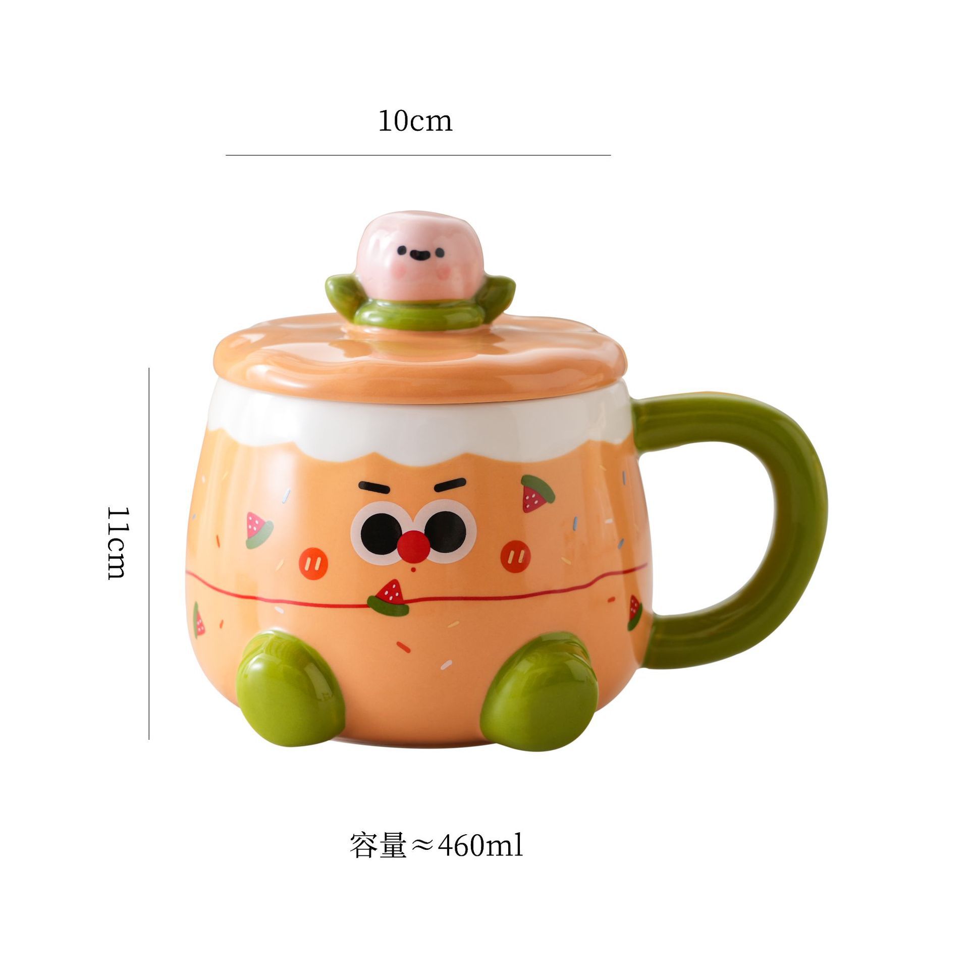 Graffiti expression cup, cute cartoon girl gift, embossed souvenir, mug with lid, hand-painted high appearance level water cup Item Picture
