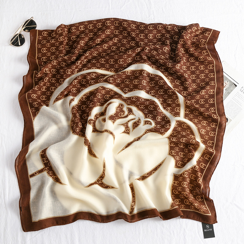 Autumn And Winter New Warm Scarf Elegant Ladies Cotton Linen Feel Printed Shawl Korean Fashion Decorative Beach Towel details Picture