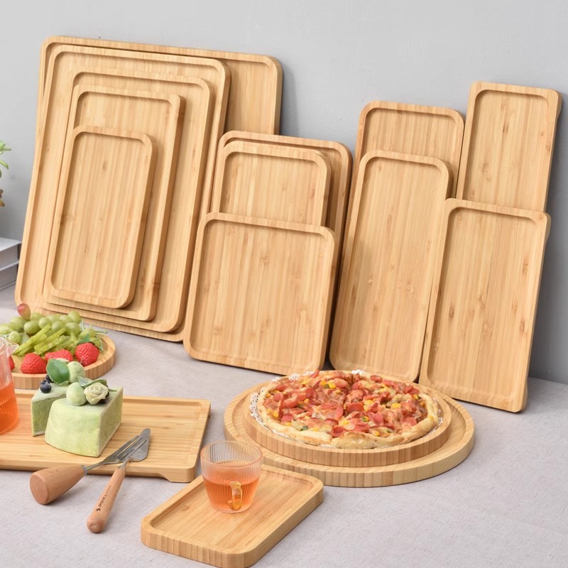 木质托盘茶盘托盘日式长方形竹木家用实木烧烤盘面包牛排木盘定