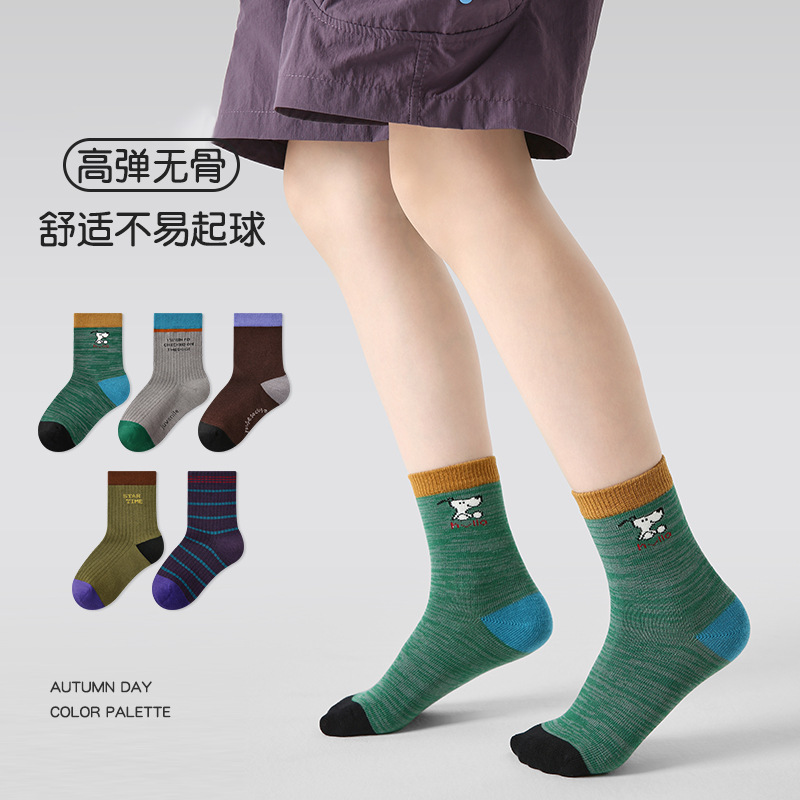 袜子地摊一件代发儿童袜子批发2025秋冬卡通小狗短袜棉运动风学生无骨男童袜子一件代发