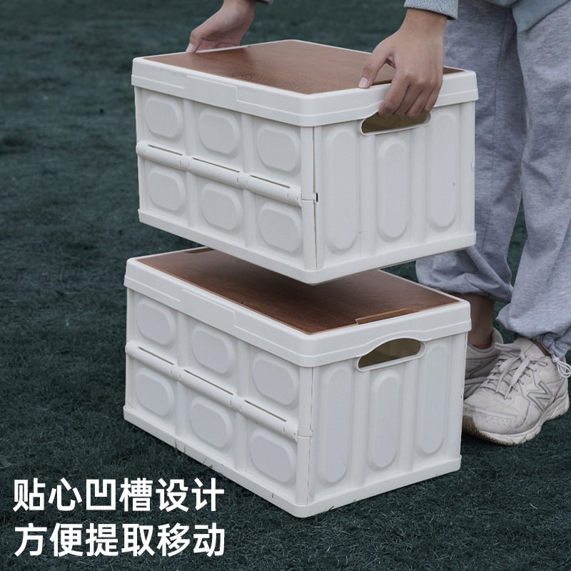 Processing Custom Outdoor Camping Storage Box Folding Box Household Wooden Cover Camping Organizer Car Trunk Specification drawing