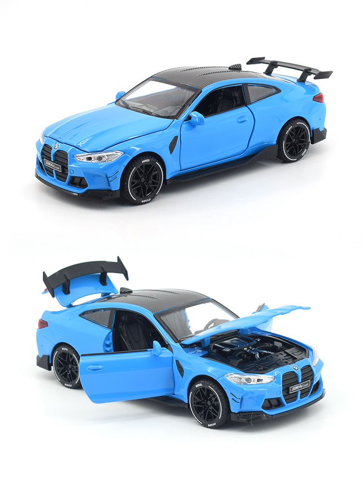 1:32 BMW M4 Alloy sports car, New Energy Model, children's Toy Model, Sound and Light Force Collection Edition Item Picture