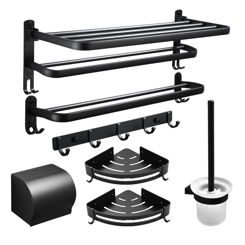 免打孔浴室置/卫生间黑色太白底实物图