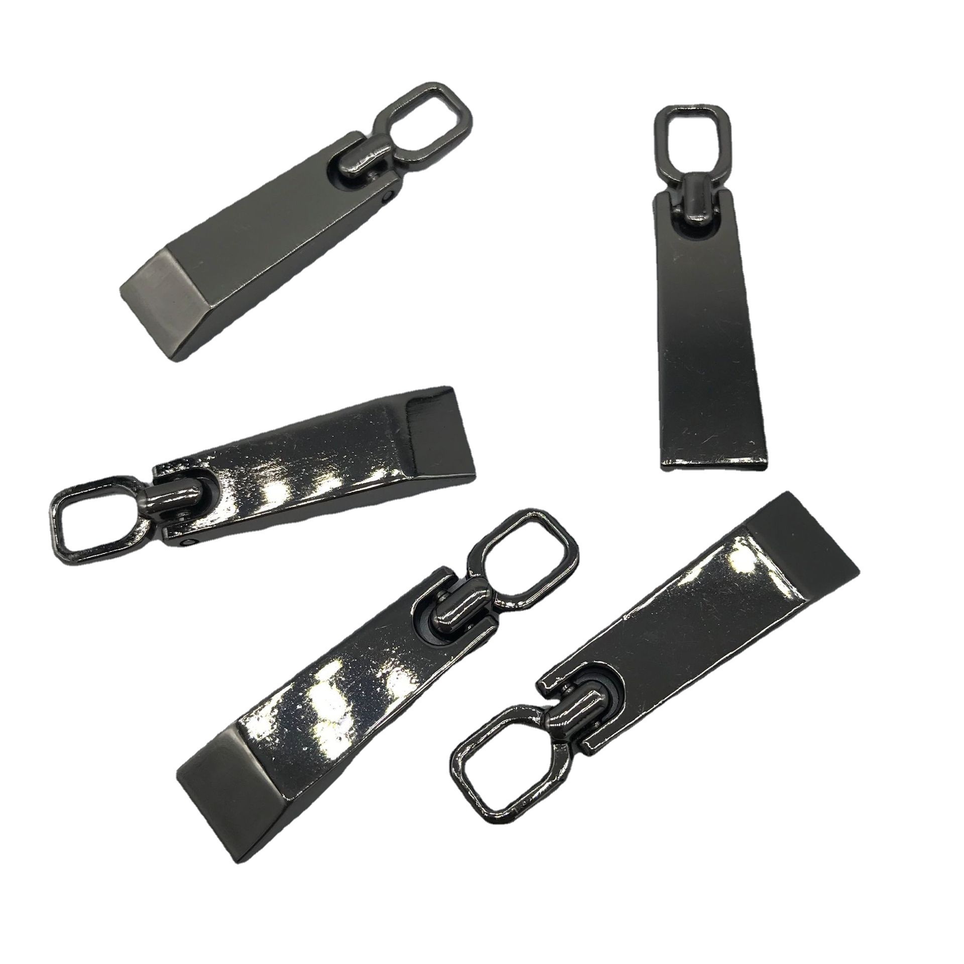 Wholesale of 3#, 5#, 8# metal zipper zippers in stock, high-quality electroplated alloy gun-colored movable zipper plates for luggage tags Item Picture
