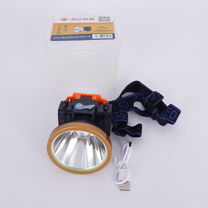 Geyuan Led Charging Outdoor Mining Lamp Night Fishing Lamp Headwear Lithium Flashlight Multi-Gear Strong Lighting Searchlight details Picture
