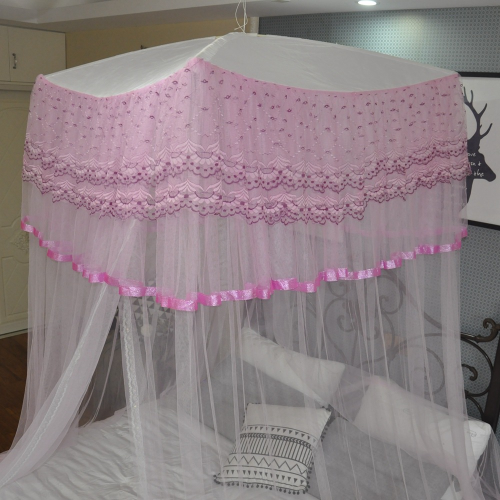 Manufacturers Hanging Dome Mosquito Net Square With Bracket Princess Wind Adult Foreign Trade Square Top Big Mosquito Net 14 Specification drawing