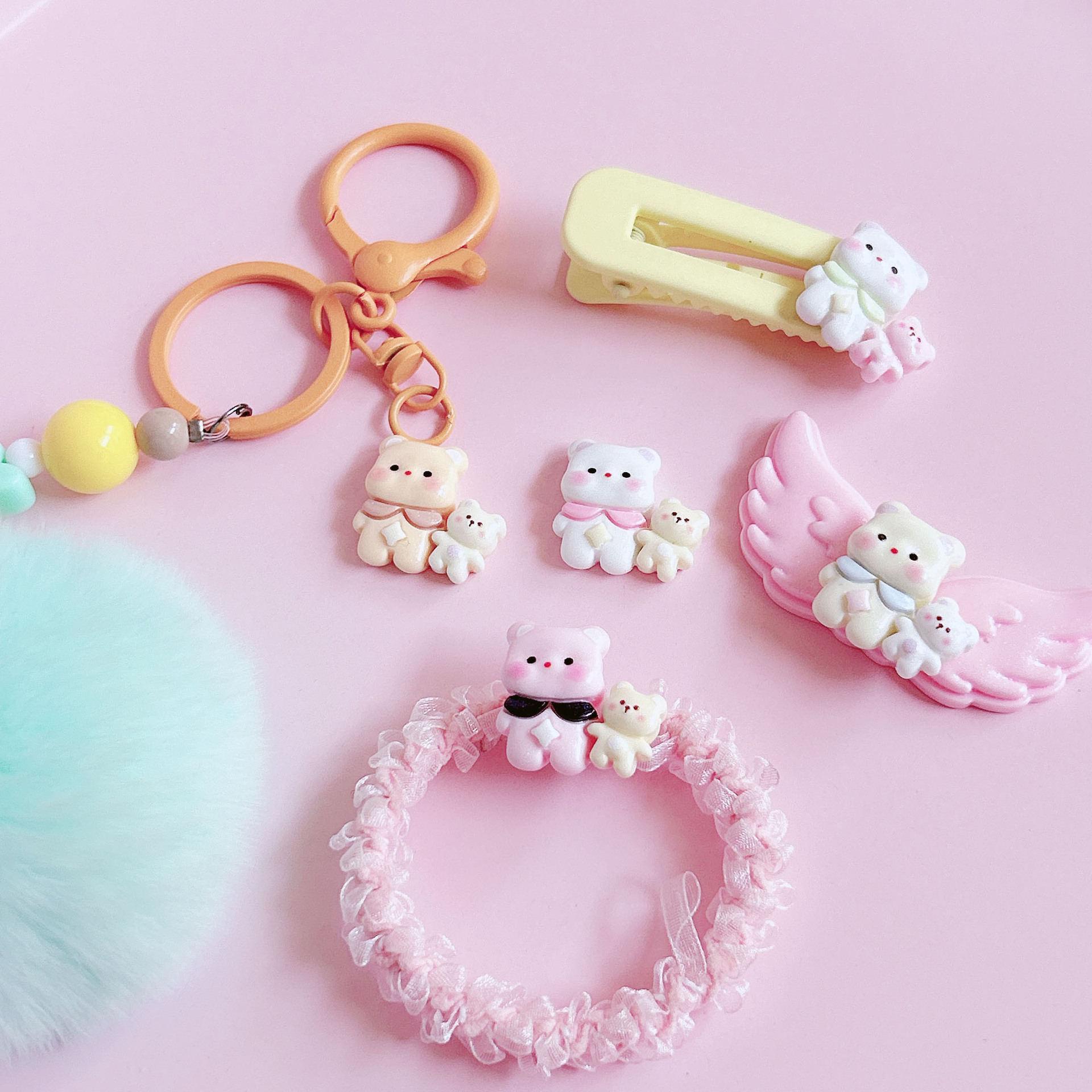 Cute and playful pajamas, teddy bear accessories, diy hair accessories, decorative pen caps, pencil cases, mouthwash cups, shoe buckle patches Specification image