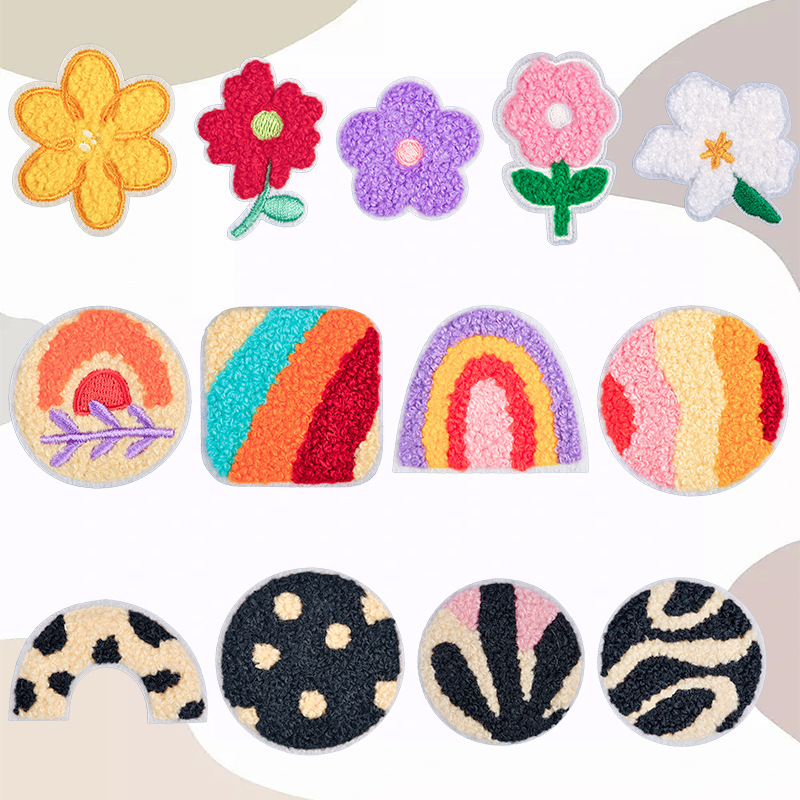 远大电脑绣花毛巾绣ins风花朵刺绣布贴服装辅料韩国补丁配饰布贴