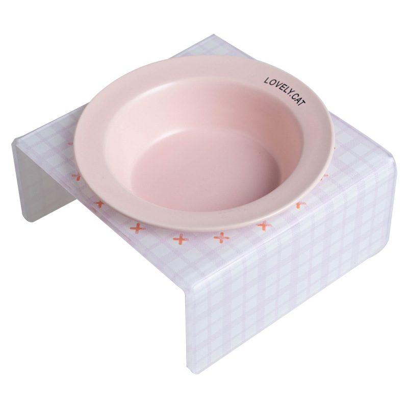 Korean acrylic cat and dog bowl stand, pet dining table, cartoon colorful cat and dog bowls, bd pet bowls, flying saucer bowls Item Picture
