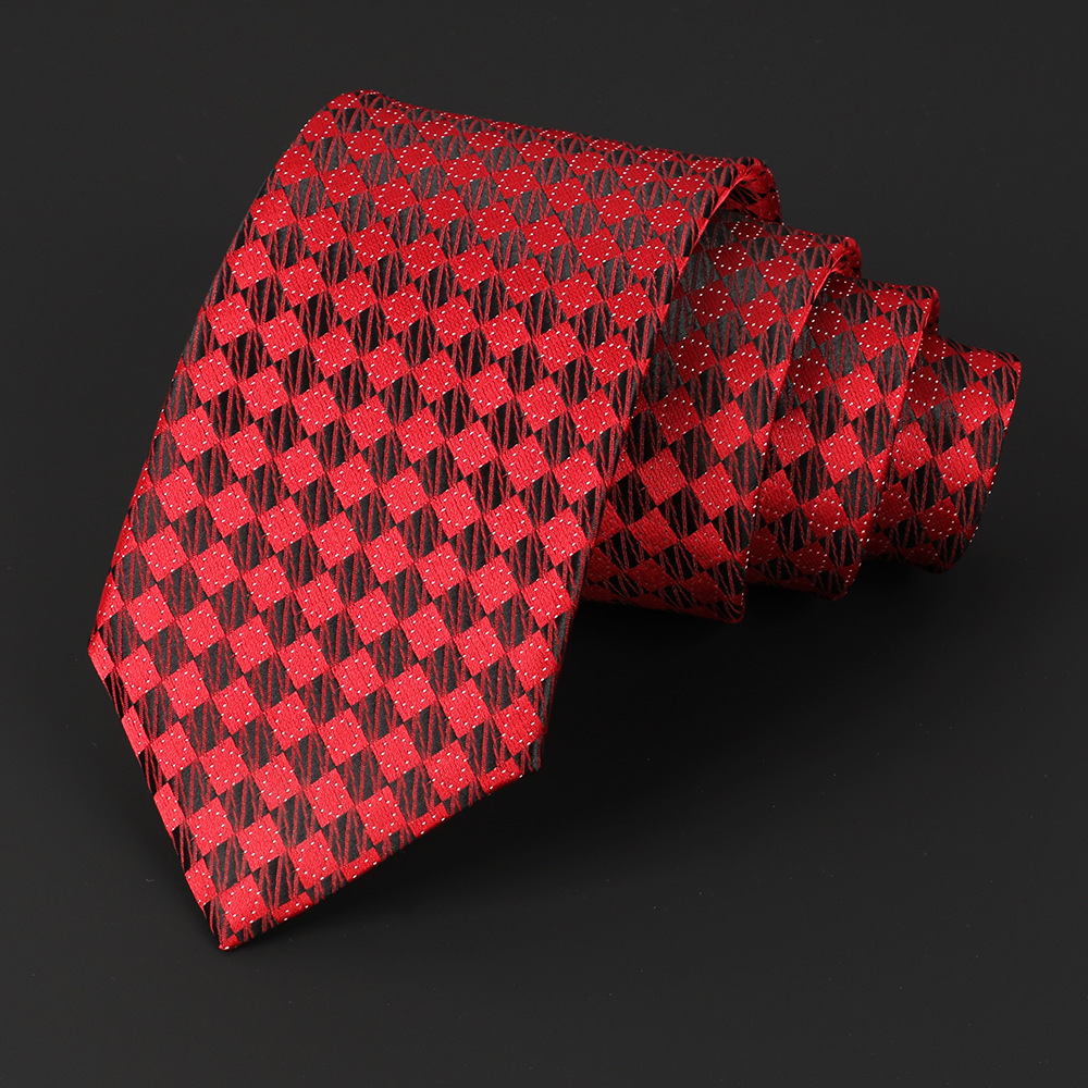 Men's jacquard embroidery red tie, men's high-end hand-tied tie, formal wear custom manufacturer, wholesale in stock details Picture