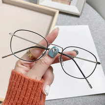 时尚小框眼镜防蓝光平光护目眼镜金属框架可配近视抖音同款33006