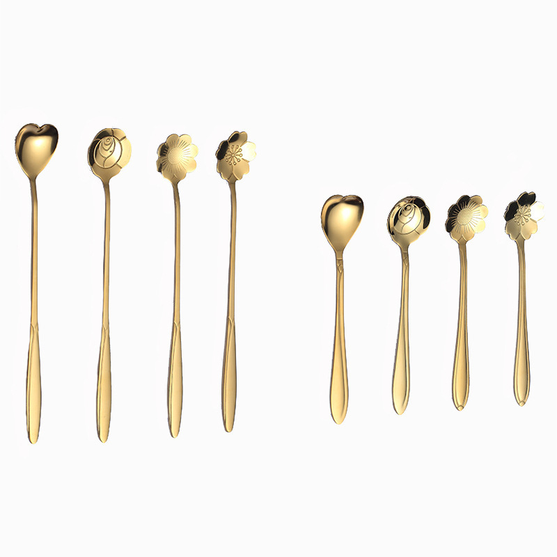 Stainless Steel Gold Cherry Blossom Spoon Coffee Spoon Mug Spoon Method Italian Japanese And Korean Mixing Dessert Spoon Wedding Ceremony Item Picture