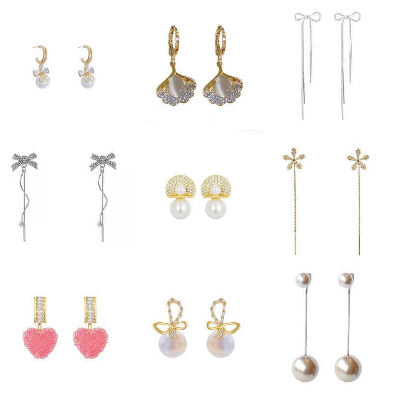 S925 Silver Needle Light Luxury Fringe Earrings Temperament Bow New Slimming Pearl Studs Earrings Wholesale Item Picture