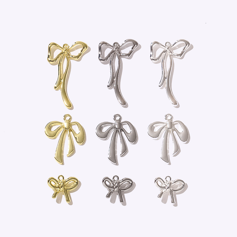 DIY retro niche metallic color-preserving exquisite bow pendant, diy handcrafted earrings, necklace accessories, materials Item Picture