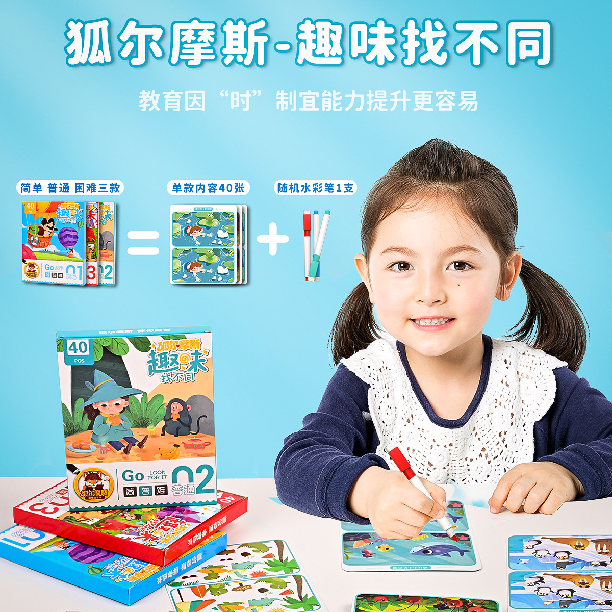 Fox Moss Fun To Find Different Cards Children Focus Training Picture Cards Logical Thinking Game Cards