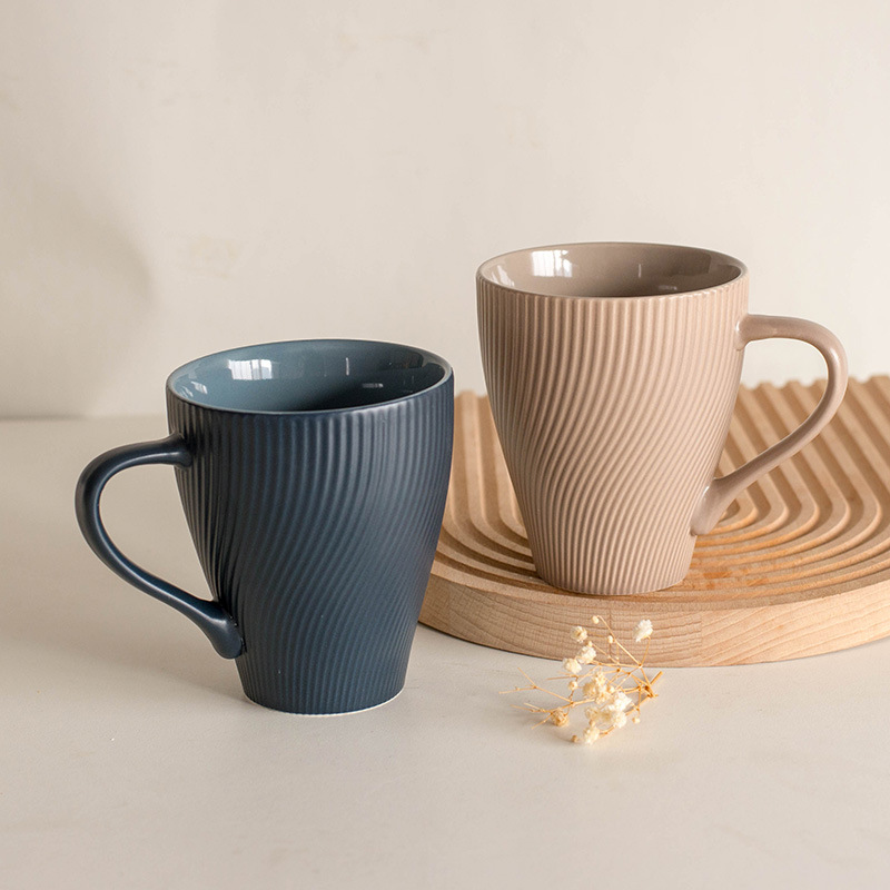 Ceramic mugs, simple and retro embossed, home coffee cups, water cups, office oatmeal cups, couple cups, minor flaws Specification image