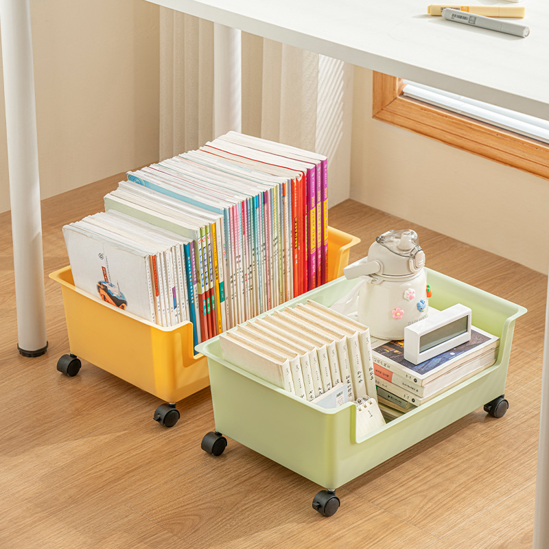 Book storage box under desk wheel movable book box Desktop book storage box Dormitory clutter storage box