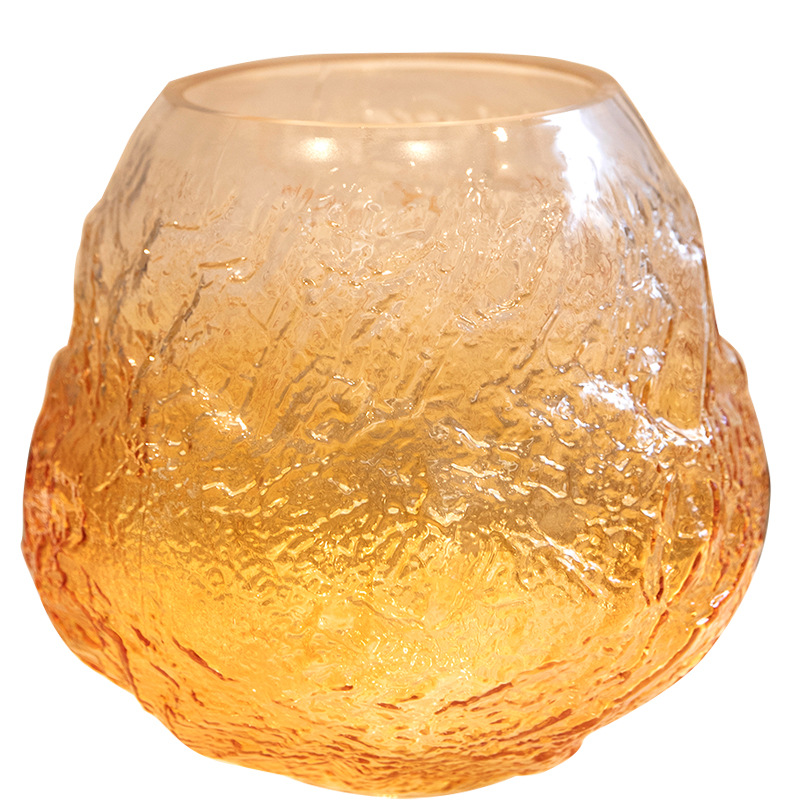 Ma Zui wood glass vase, American amber gradient creative potbelly soft decoration flower vase, hydroponic display item, living room flower arrangement, ins style home Item Picture