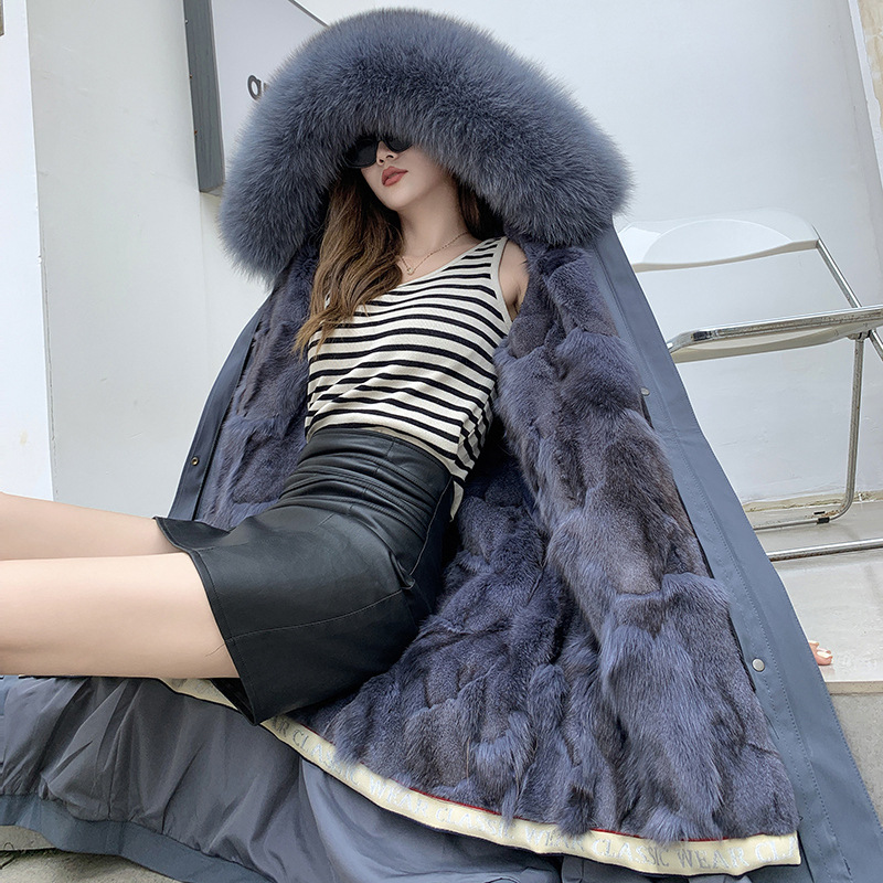 Pai Overcame Women's 2023 "You from the Stars" Fox Fur Inner liner detachable Haining fur plus-size coat