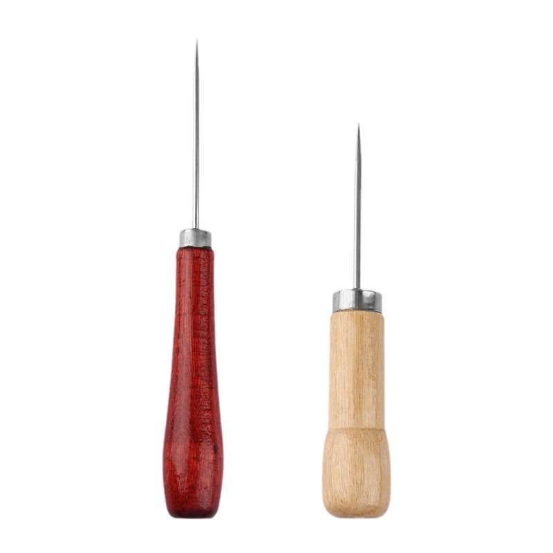 Leather piercing wooden handle coning needle mending shoes shoe sole pointy awl perforation drilling thousands of household shoe repair awl Item Picture