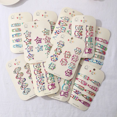 Children's Hair Clip Color Plaid Shaped Bb Clip Girls Hair Accessories Cute Baby Bangs Clip Little Girls Broken Hair Clip