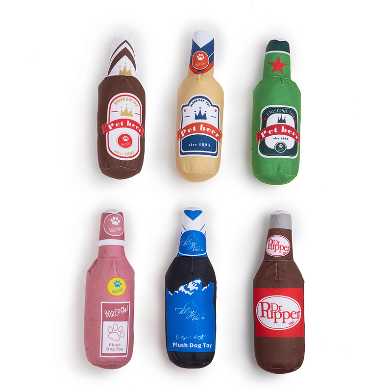 The new dog toy simulation wine bottle series includes a rattling paper BB that can make sounds when squeaking and a teething toy in stock that won't break Item Picture