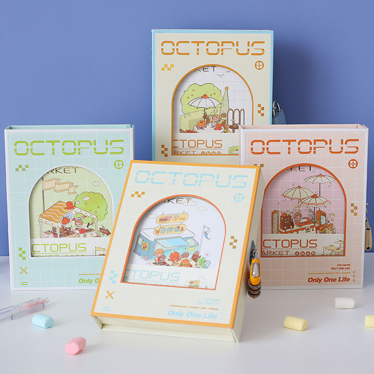 Thousand Yu Culture With Lock Color Page Notebook Book Cute Art Exquisite Cartoon Password Book Girl Secret Gift Box Book Student Book