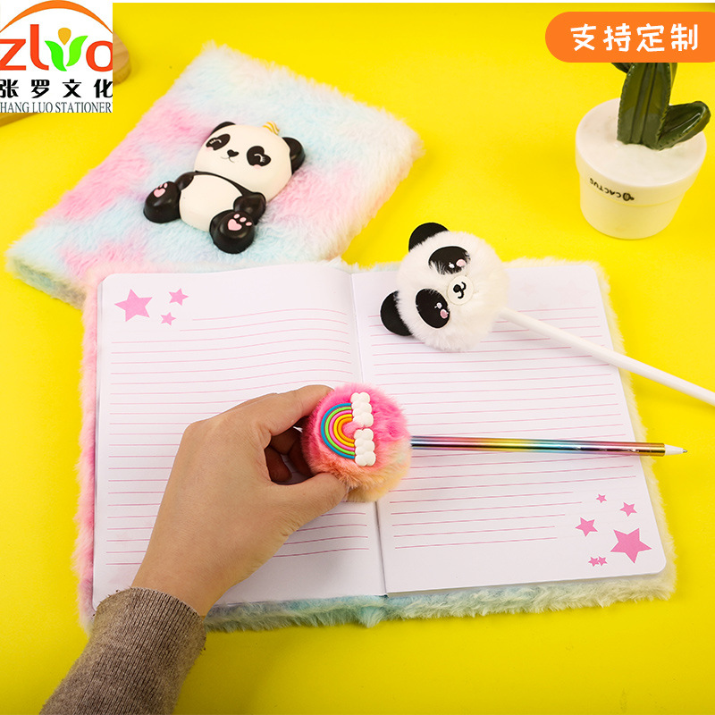 A popular foreign trade plush notebook with slow rebound and stress relief gift box set, custom-made notebooks with high appearance standards Specification image