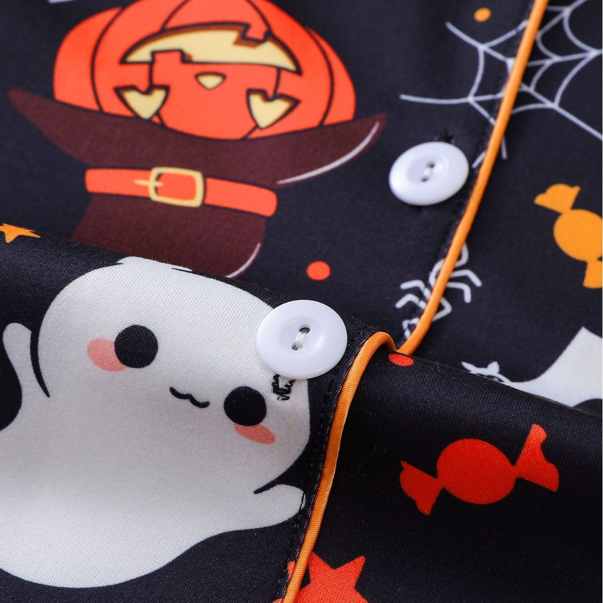Cross-border foreign trade Halloween women's short sleeves, shorts, all-season pajamas, cardigan, lapel home wear, loose and comfortable Application Scenario