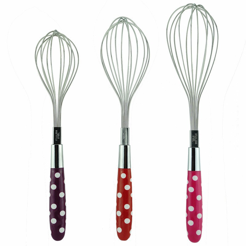 圆点柄打蛋器 不锈钢 赠品 手动鸡蛋搅拌器 厨房小工具 厂家批发白底实物图