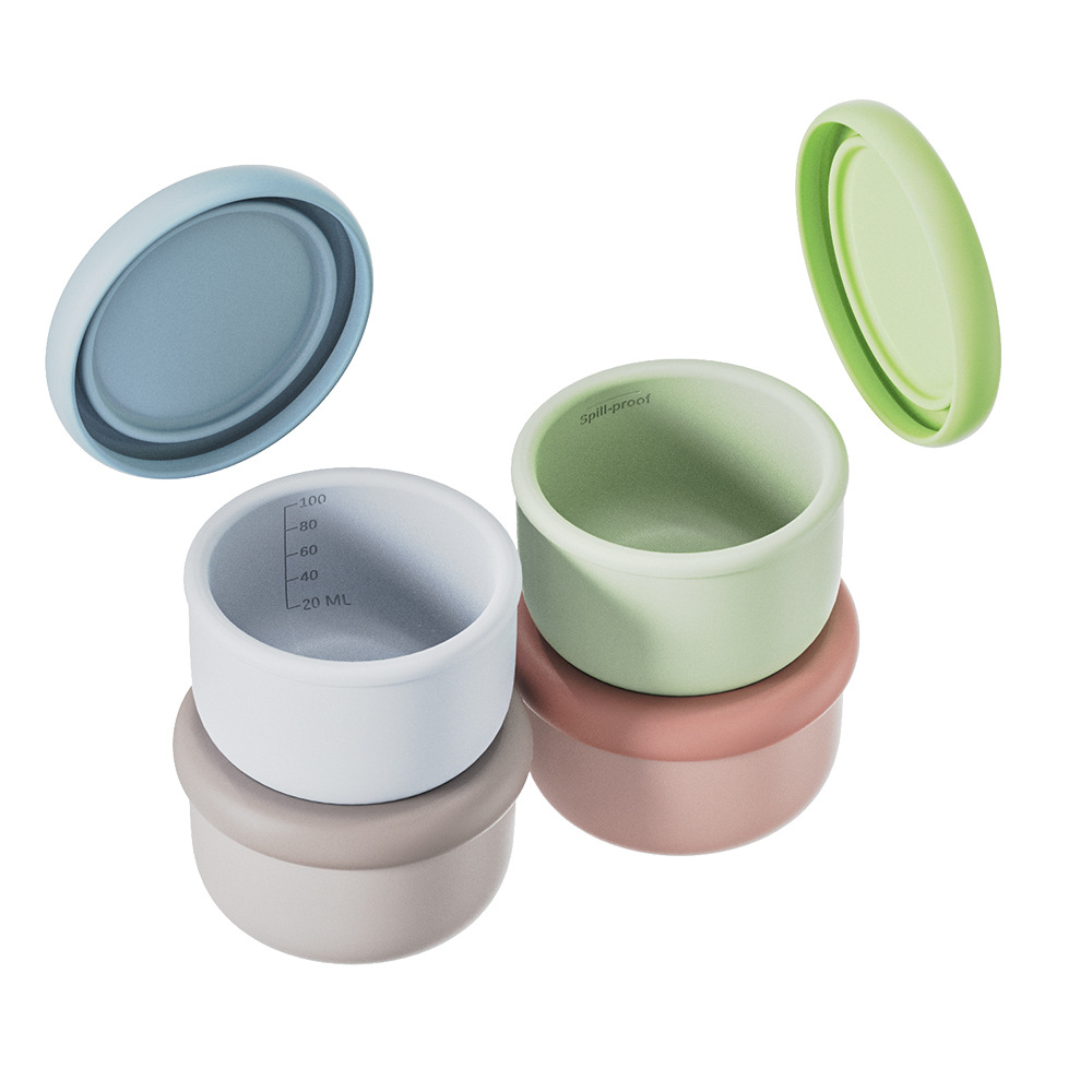 食品级硅胶宠物喂食碗外出两用便携碗儿童辅食盒分装水果零食碗