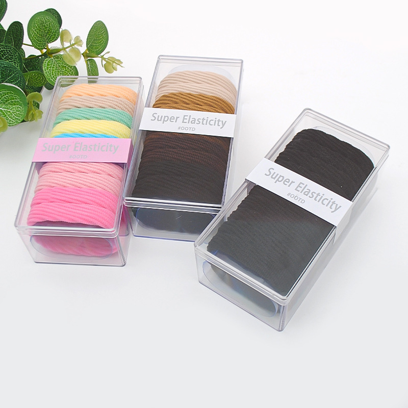 10 Boxed Towel Circle Female Korean Version Of Instagram Headband Seam Free Hair Cord Thick Hair Cord Hair Accessories details Picture