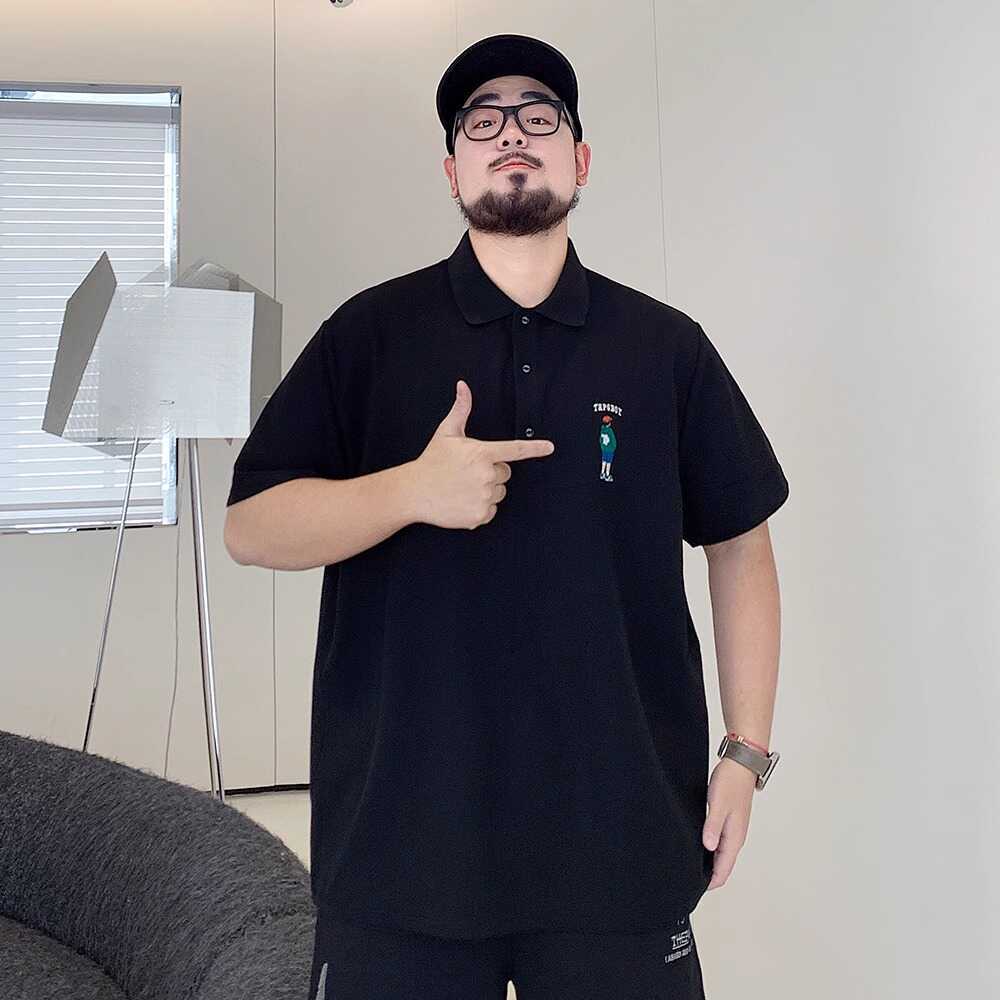 Large-sized men's summer loose short-sleeved polo shirt, fat Paul shirt, men's casual and versatile lapel half-sleeved top