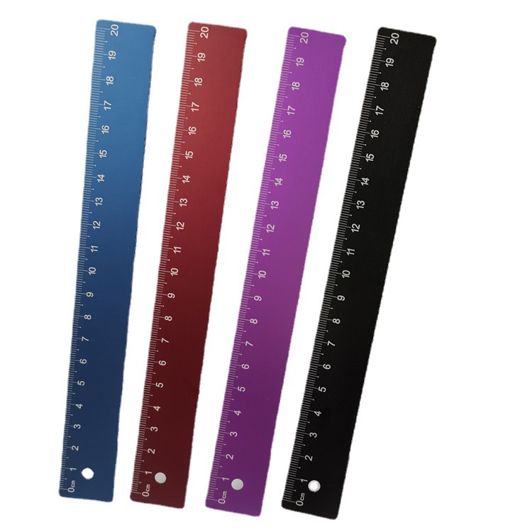Wholesale of 15CM and 20CM aluminum alloy ruler sets from the original manufacturer, laser-engraved four-piece student stationery ruler sets Item Picture