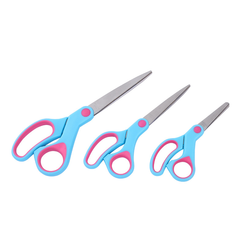 Manufacturers direct supply stainless steel office home scissors student art stationery manual paper-cutting scissors package rubber metal scissors Item Picture