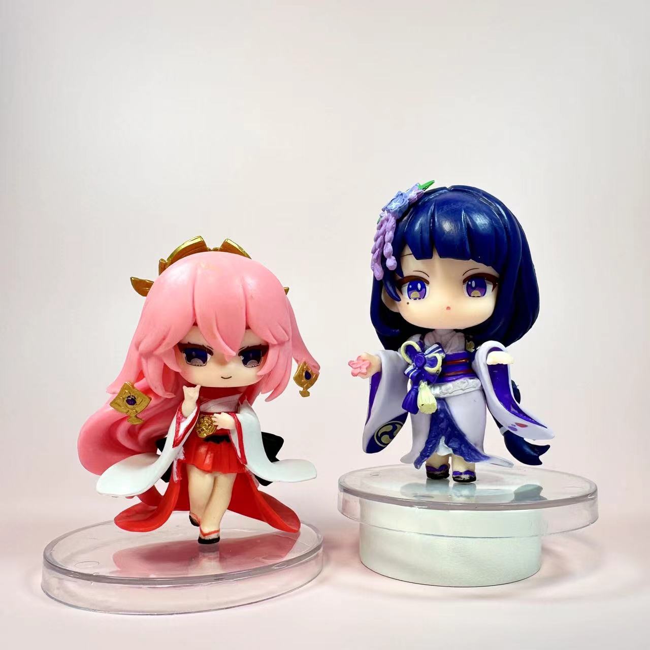 6 Q-style 2D Genshin figurines, Raiden General, Swordsman, Walnut Yachiko, Kuri dolls, Gacha figurines Application Scenario