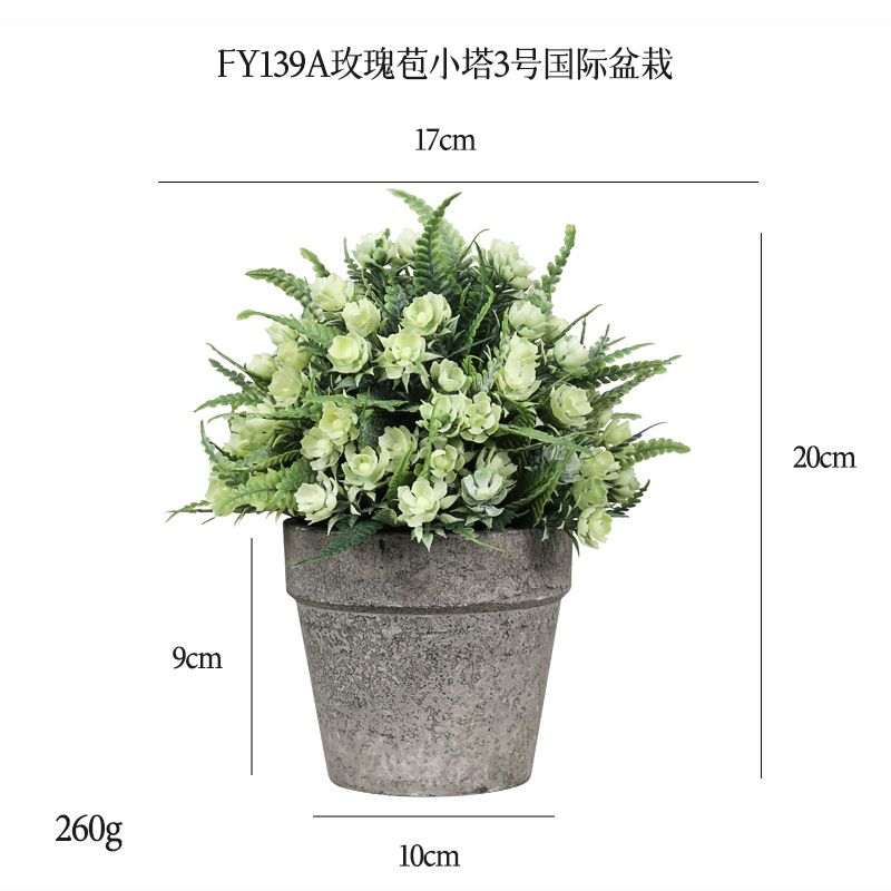 A cross-border best-selling 3-piece set of raw material pulp potted plants for home decoration, featuring simulated green plants and fake bonsai details Picture