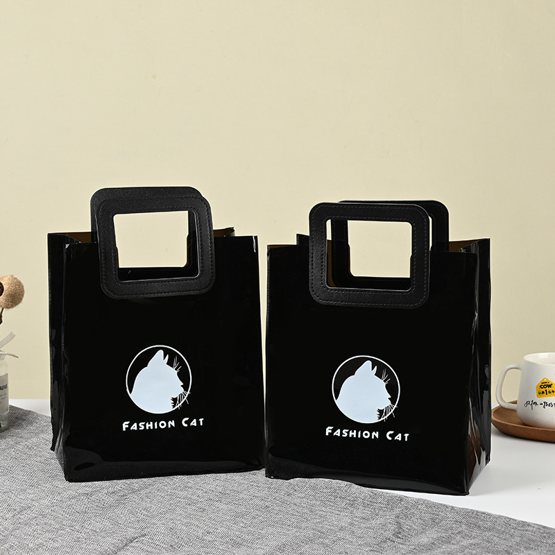 Customized black tote bags, TPU jelly bags, pvc creative gift bags, advertising and promotional souvenir bags with logo printing full figure