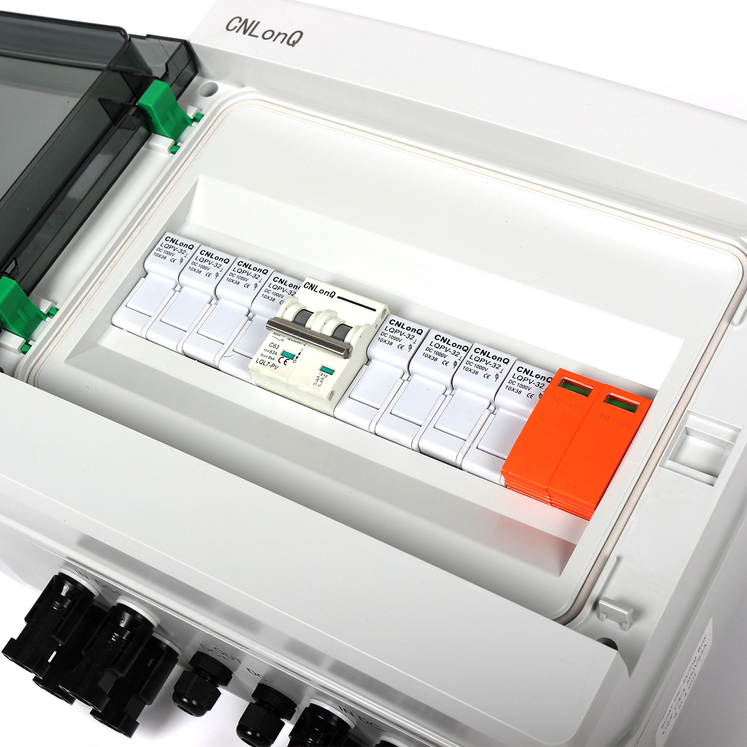 500V 4 In 1 Out Solar Pv Dc Bus Box Blown Fuse Surge Plastic Special Distribution Box Specification drawing
