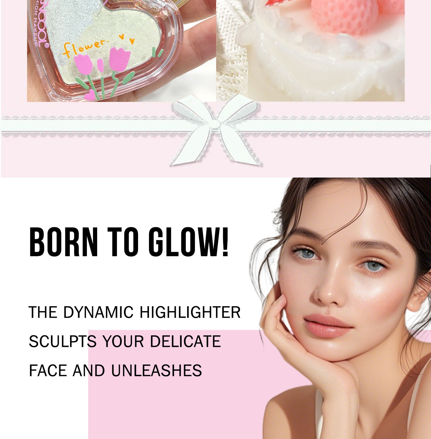 SEVENCOOL Mixed-color Heart-shaped Highlighter Powder, Long-lasting Fine Glitter Contouring Powder, Nose Shadow Brightening and Skin Tone Highlighter and Sparkling Powder pic 10