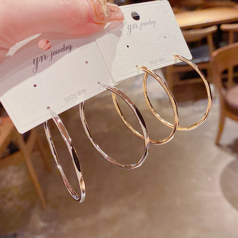 欧美个性气质s925银针耳环网红个性时尚夸张大圈圈冷淡风耳圈耳饰