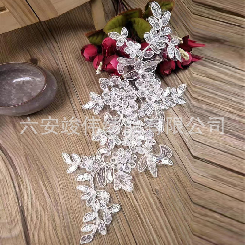 Wedding dress embroidery decals, matching flowers, DIY Barbie doll materials, white, red, black lace, clothing accessories
