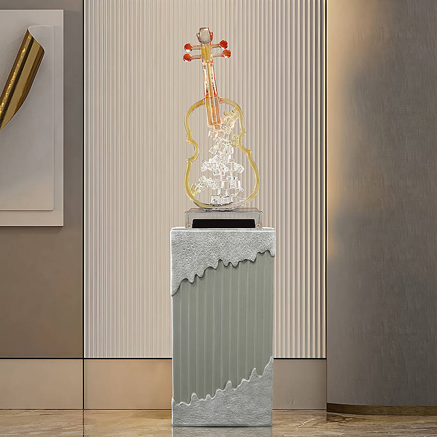 2025 Art violin ornaments, high-end living room floor, light luxury, high-end entrance, TV cabinet, wine cabinet, model room, soft decoration, resin handicrafts, Indian resin handicrafts, ornaments, micro-landscape, shell resin Specification image
