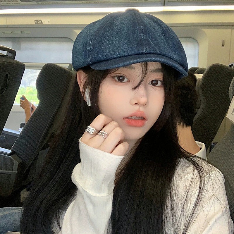 Japanese-style artistic and retro denim berets are versatile for women, fashionable baseball caps and front hats are trendy for women, and old-fashioned octagonal hats are stylish for men Specification image