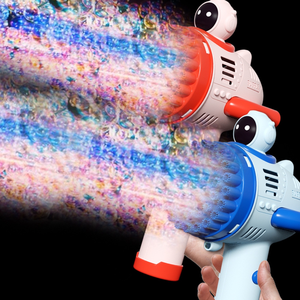 跨境太空泡泡棒儿童混发电动发光手持加特林泡泡机全自动烟花泡机图