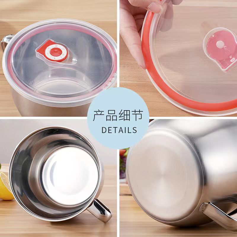 Stainless Steel Foam Bowl With Cover Student Dormitory Bowl Large Construction Site Bowl 1.3L1.5l1.8l Large Capacity Specification drawing