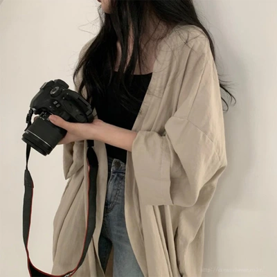 Summer Korean Version Of Loose Long Sleeve Cardigan Coat Blouse Southeast Asian Women's Solid Color Thin Windbreaker Sunscreen Clothes Women